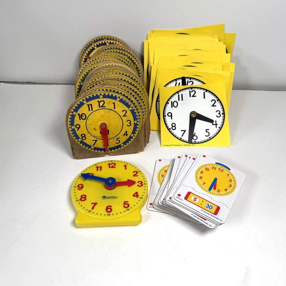 Mixed Lot of Classroom Analog Clock Time Manipulative Teaching Supplies